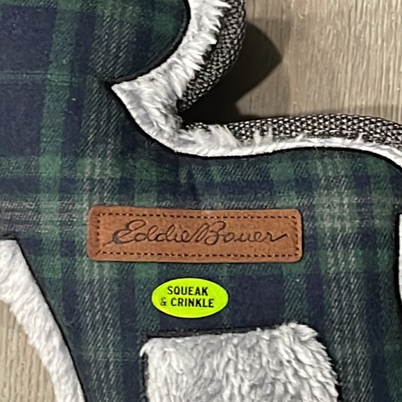 Eddie Bauer Dog Squeak Toy “Moose”Blue Tartan, Plush Back with Double Stitching - Picture 2 of 5